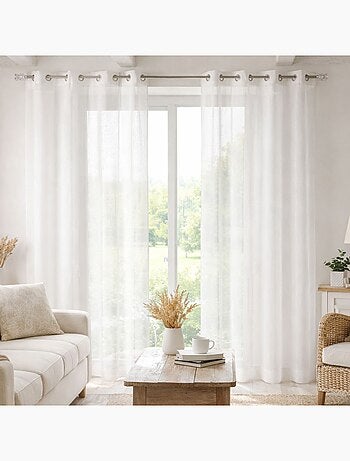 Voilage rayures brodées ton sur ton