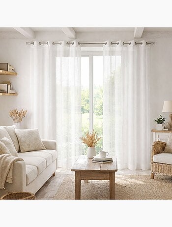 Voilage rayures brodées ton sur ton