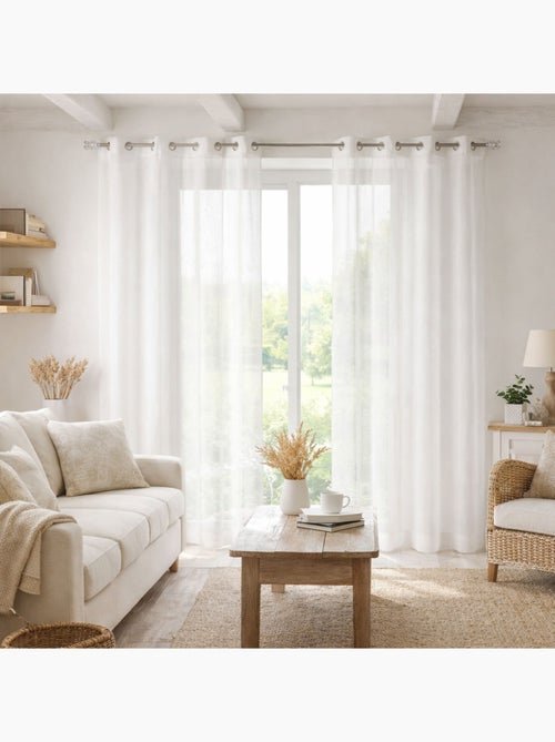 Voilage rayures brodées ton sur ton - Kiabi