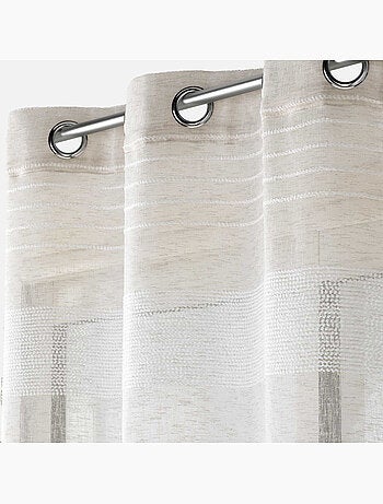 Voilage rayures horizontale s - Effet lin