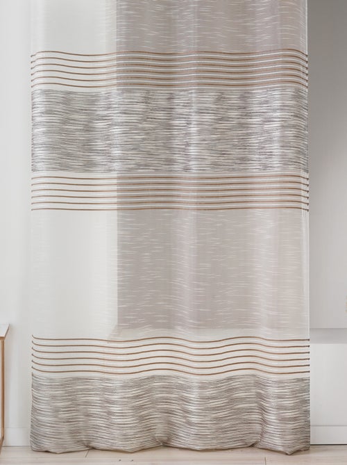 Voilage rayures horizontales blanc et naturel - Kiabi