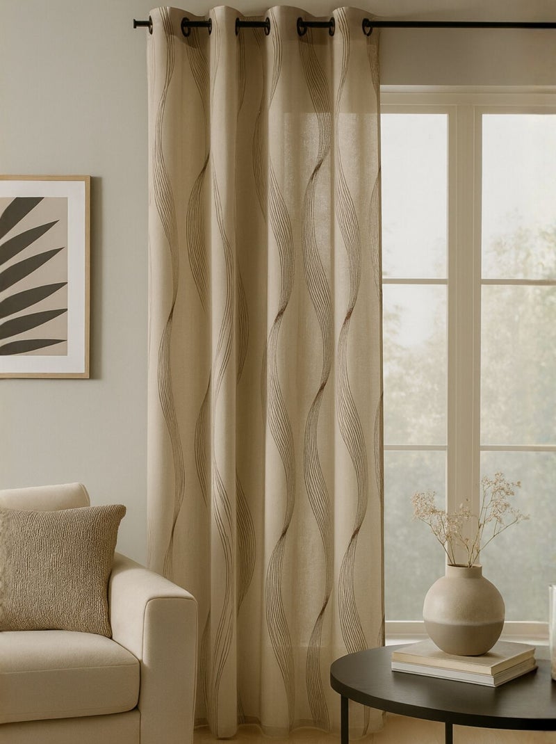 Voilage rayures ondulées métalisées Beige - Kiabi