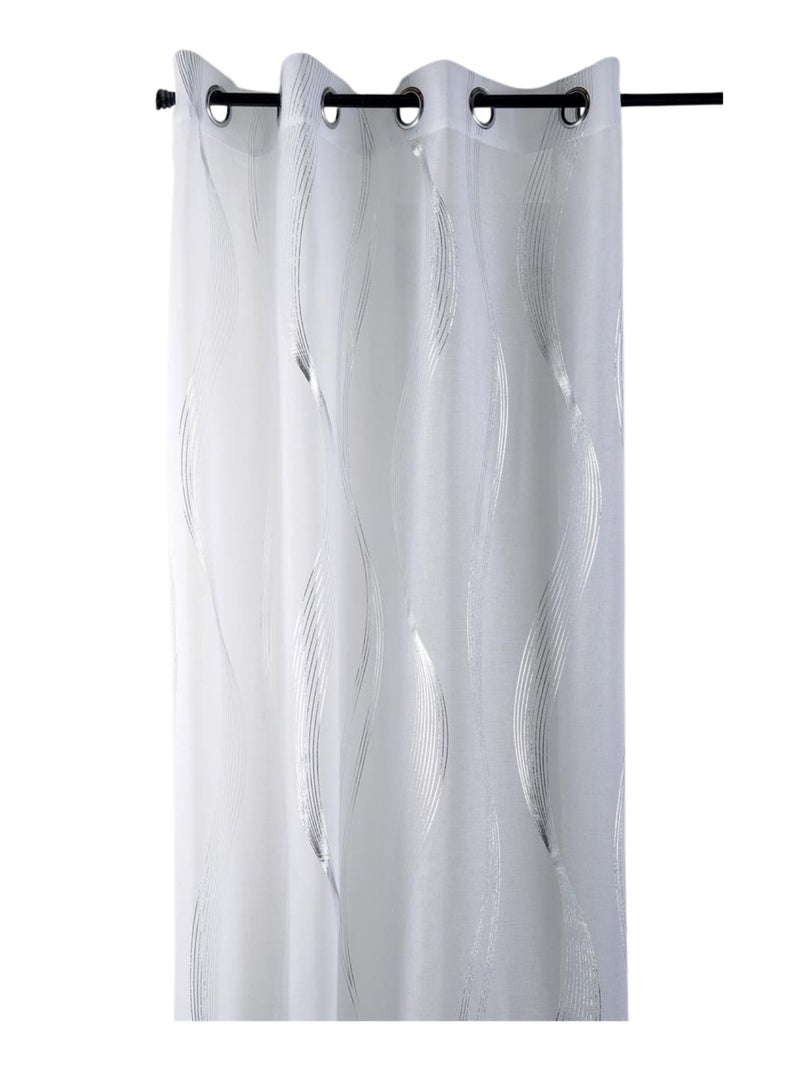 Voilage rayures ondulées métalisées Blanc - Kiabi