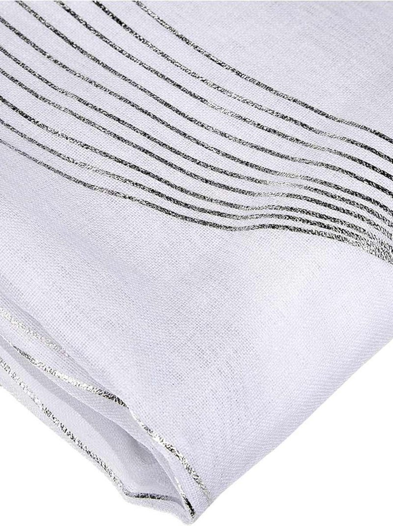 Voilage rayures ondulées métalisées Blanc - Kiabi