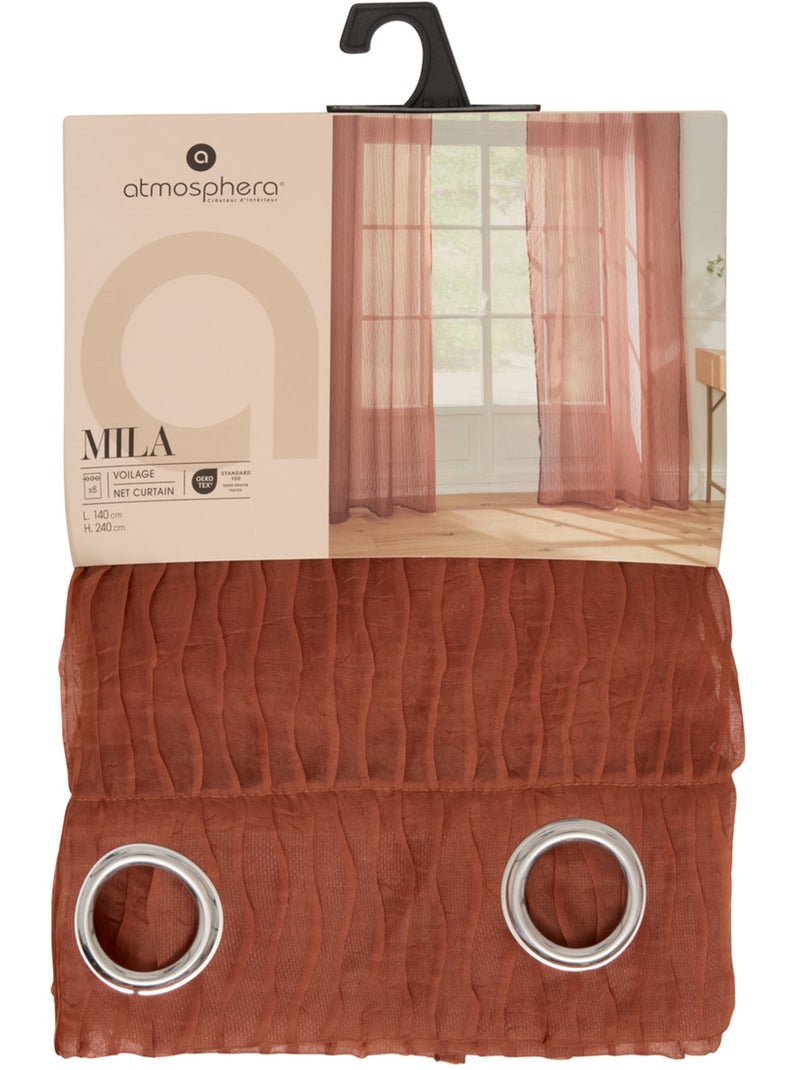 Voilage rayures texturées MILA Terracotta - Kiabi