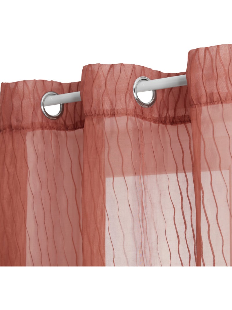 Voilage rayures texturées MILA Terracotta - Kiabi