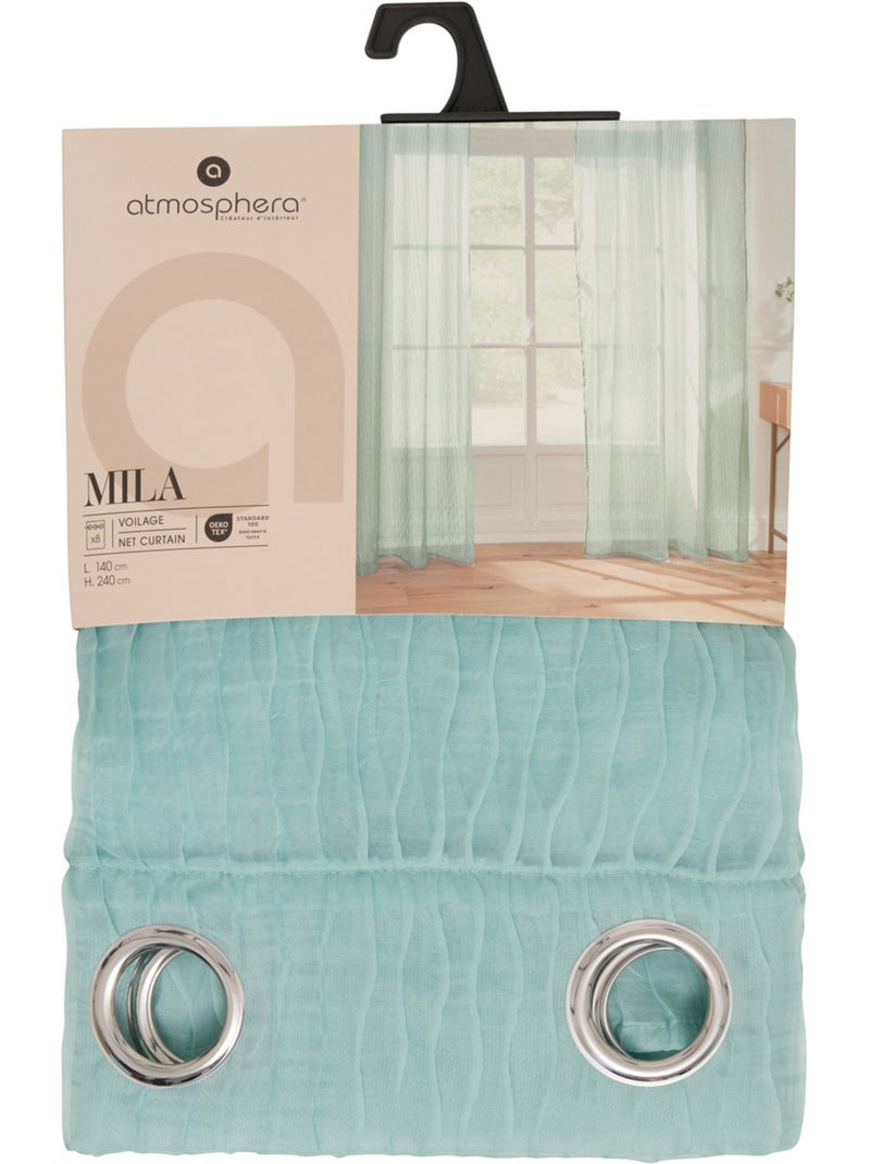 Voilage rayures texturées MILA Vert clair - Kiabi