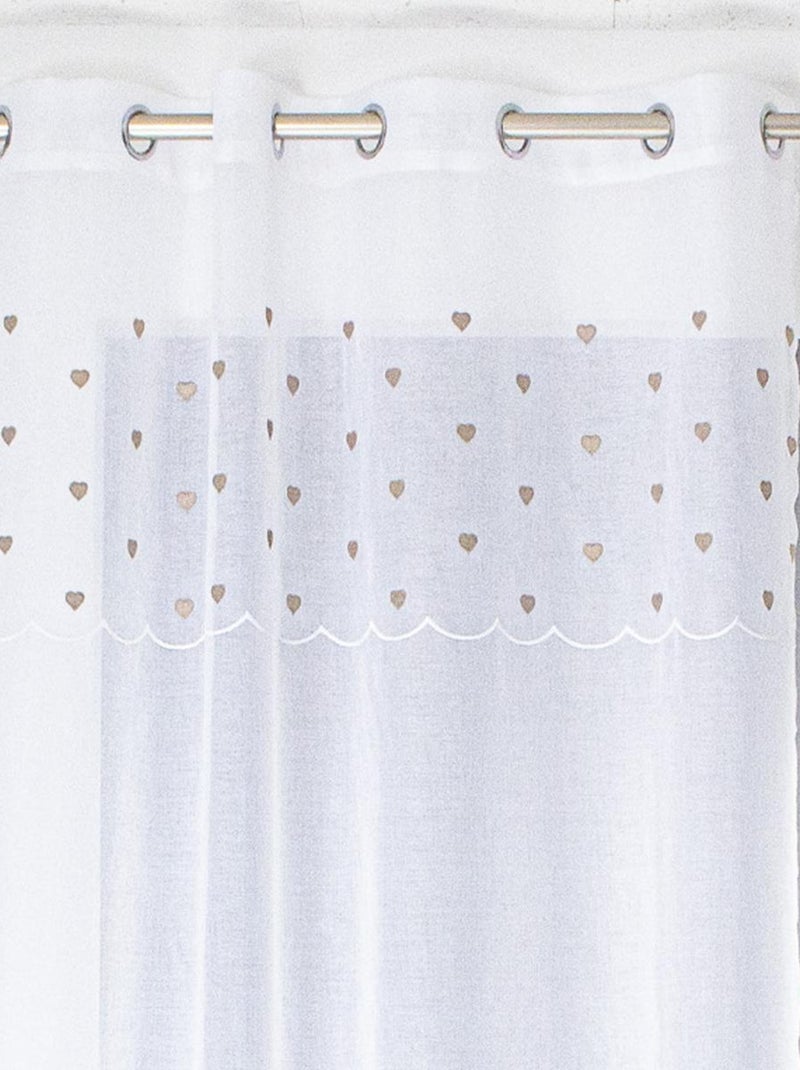 Voilage sablé avec top cœurs Beige - Kiabi