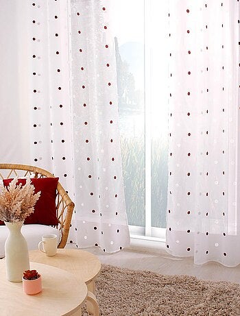 Voilage sablé brodé "Pois colorés