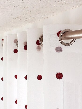 Voilage sablé brodé "Pois colorés