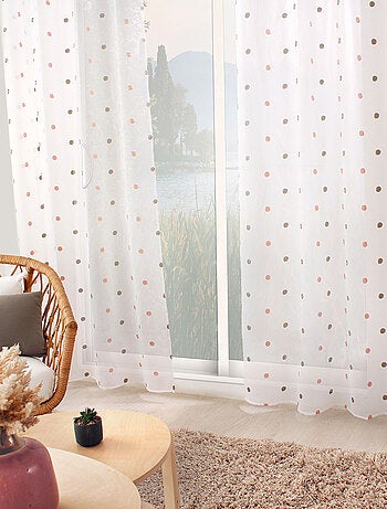 Voilage sablé brodé "Pois colorés