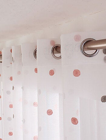 Voilage sablé brodé "Pois colorés