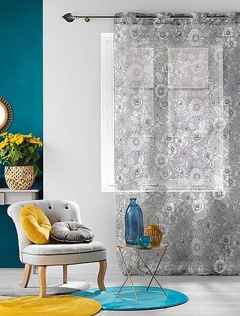 Voilage sablé et fleuri