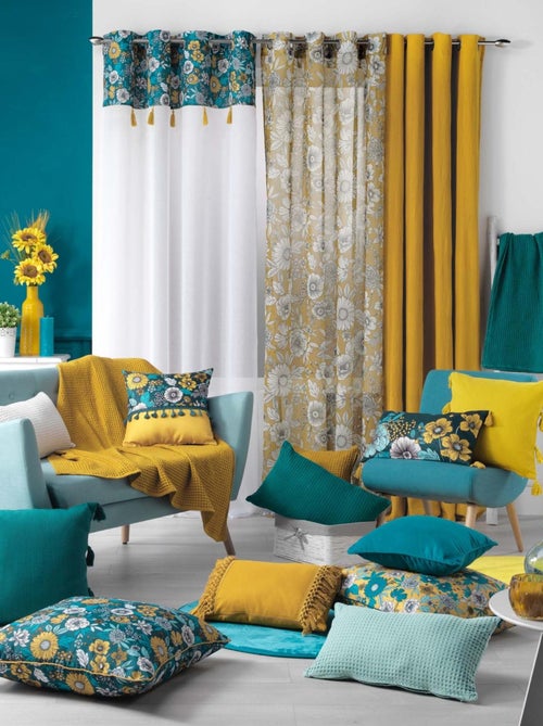 Voilage sablé imprimé floral - Kiabi