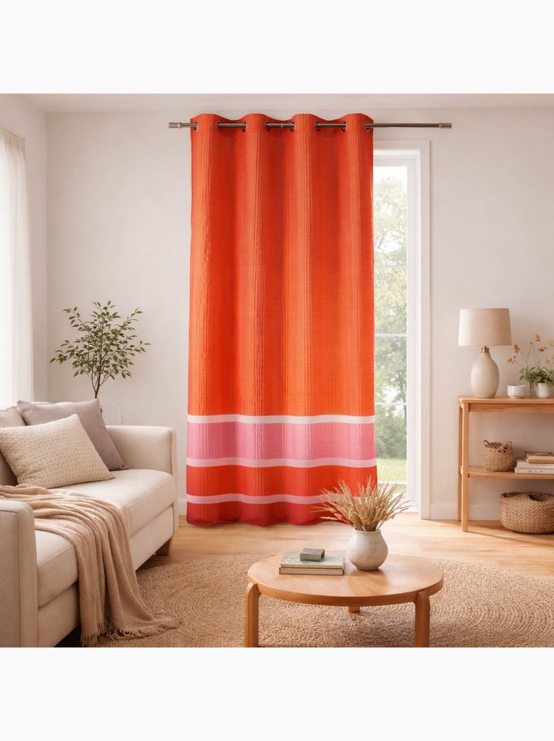 Voilage satiné rayures horizontales Orange corail - Kiabi