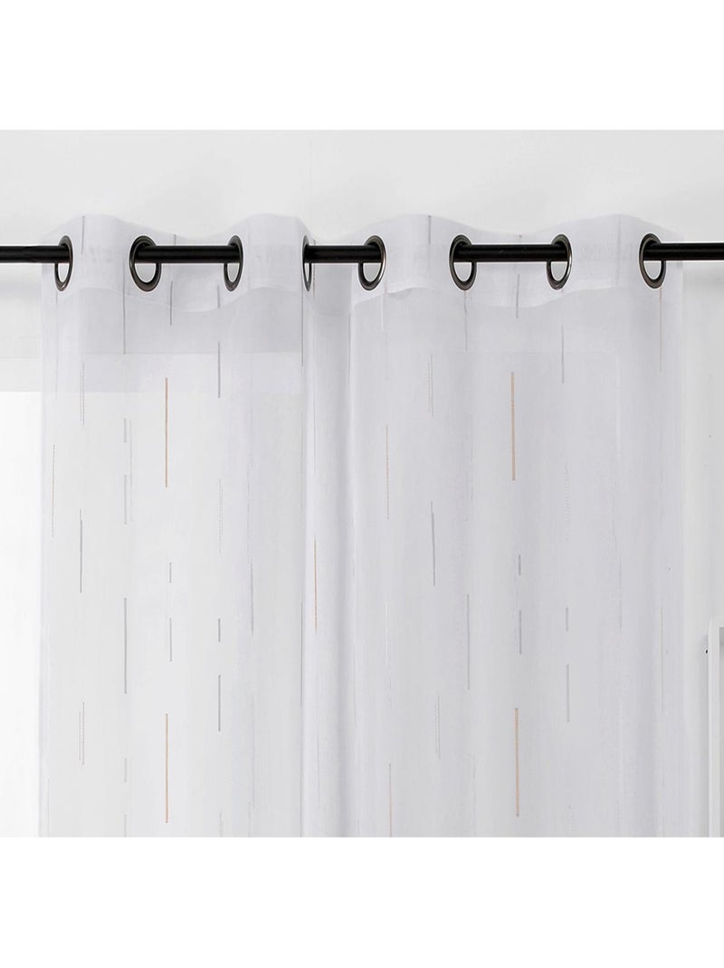 Voilage tamisant à bâtonnets jacquard Gris clair - Kiabi