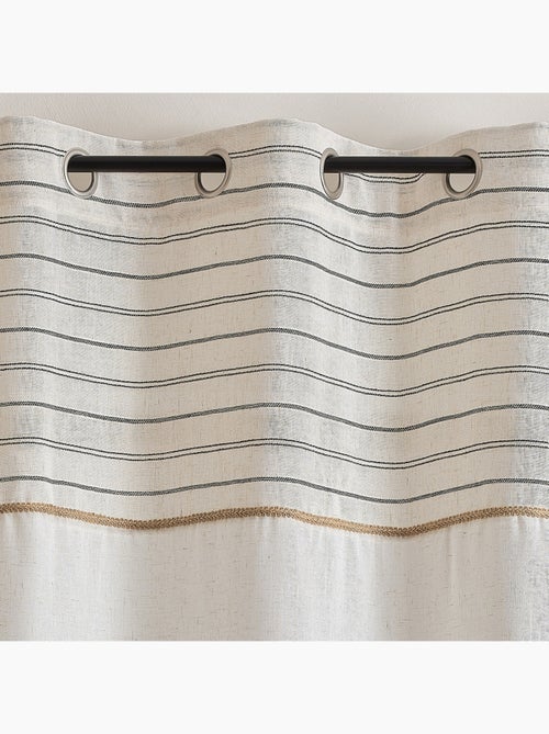 Voilage tamisant à œillets avec parement rayé - Kiabi
