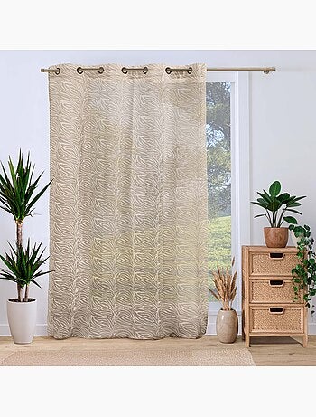 Voilage tamisant à œillets en voile tissé à motif zébré