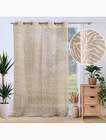 Voilage tamisant à œillets en voile tissé à motif zébré