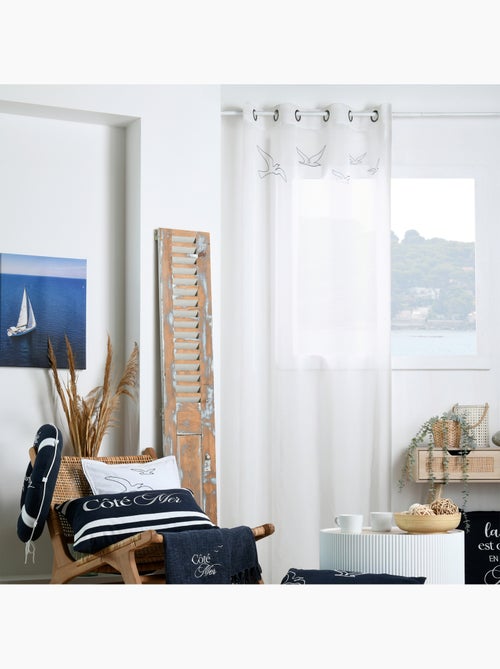 Voilage tamisant à œillets motif oiseaux - Kiabi