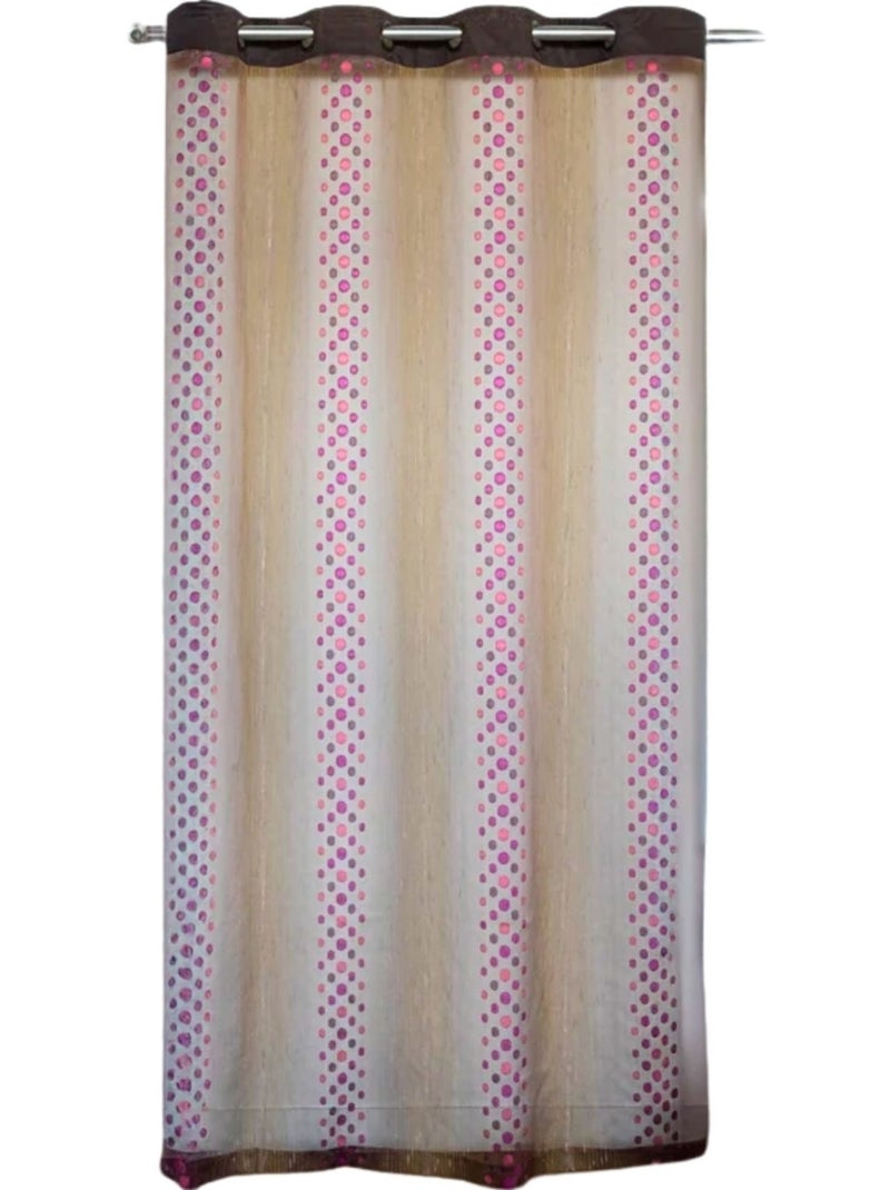 Voilage tamisant à pois et rayures Marron tabac - Kiabi