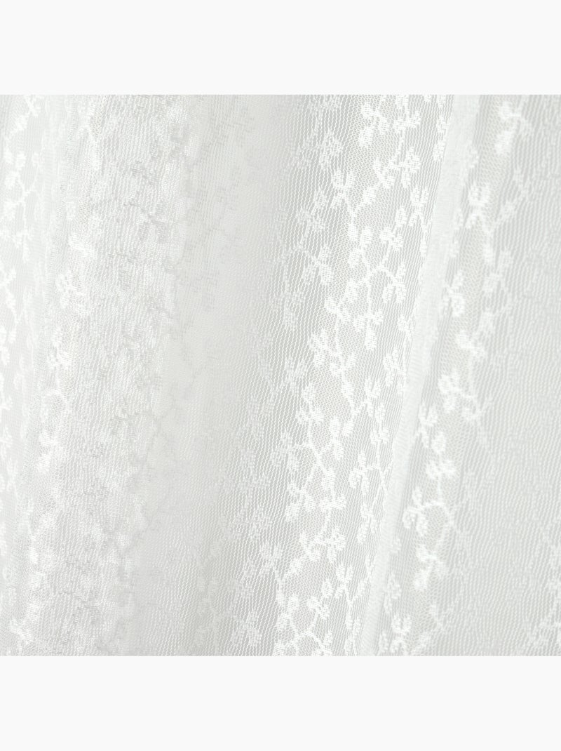 Voilage tamisant à ruflette et motif floral Blanc - Kiabi
