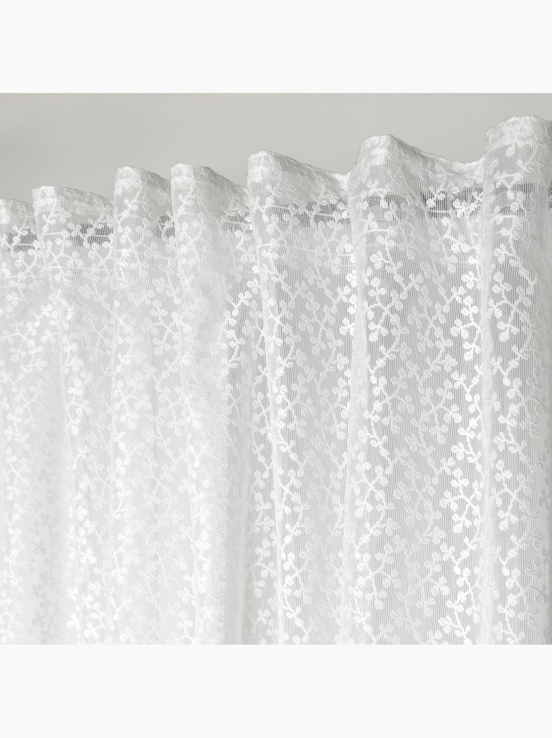 Voilage tamisant à ruflette et motif floral Blanc - Kiabi