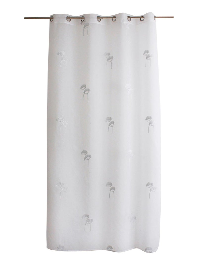 Voilage tamisant aux broderies florales Gris clair - Kiabi