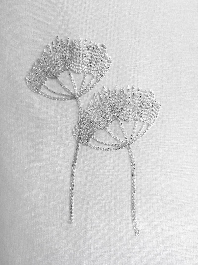 Voilage tamisant aux broderies florales Gris clair - Kiabi