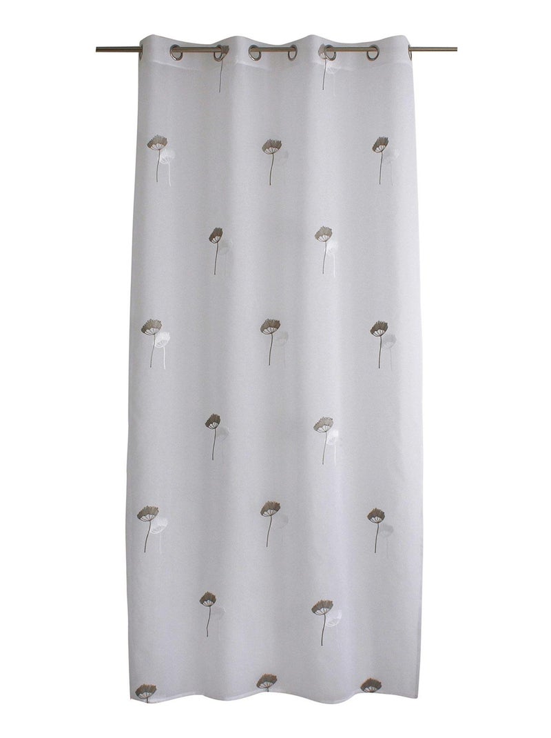Voilage tamisant aux broderies florales Gris foncé - Kiabi