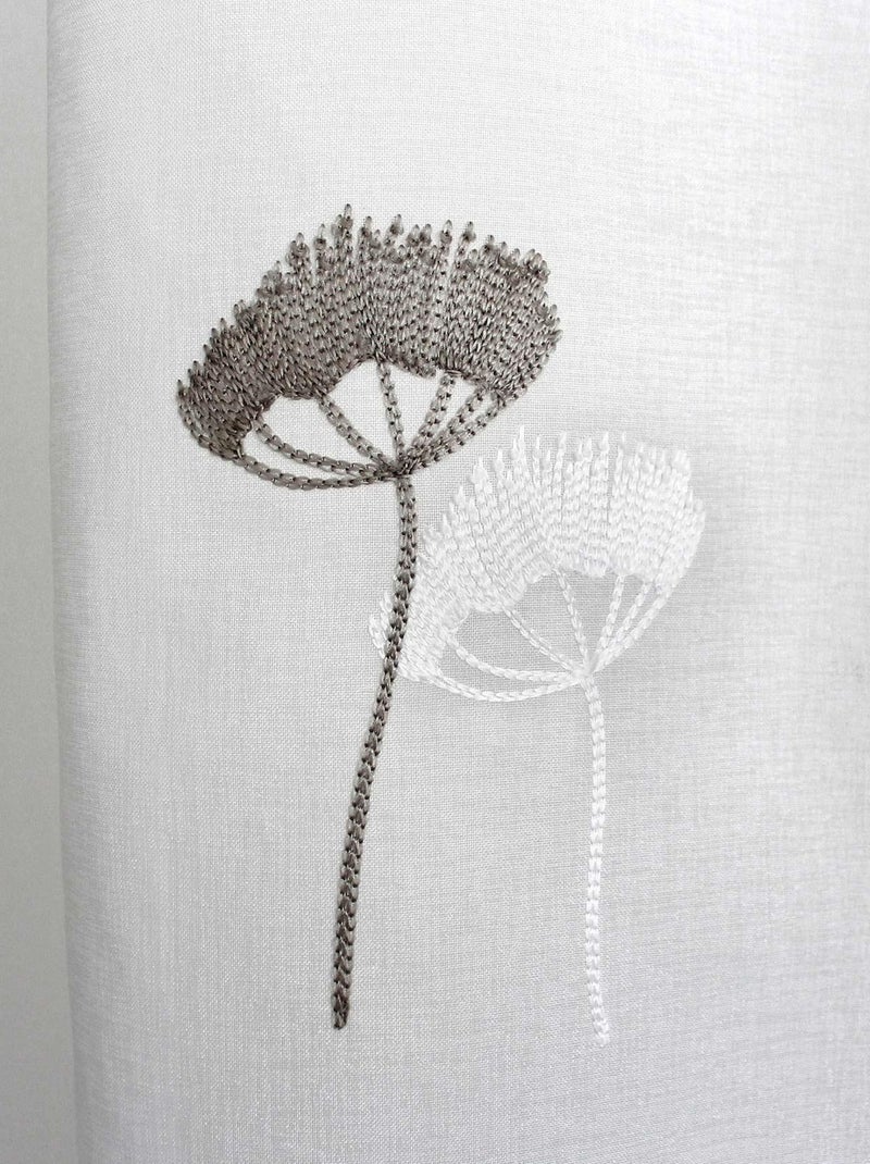 Voilage tamisant aux broderies florales Gris foncé - Kiabi