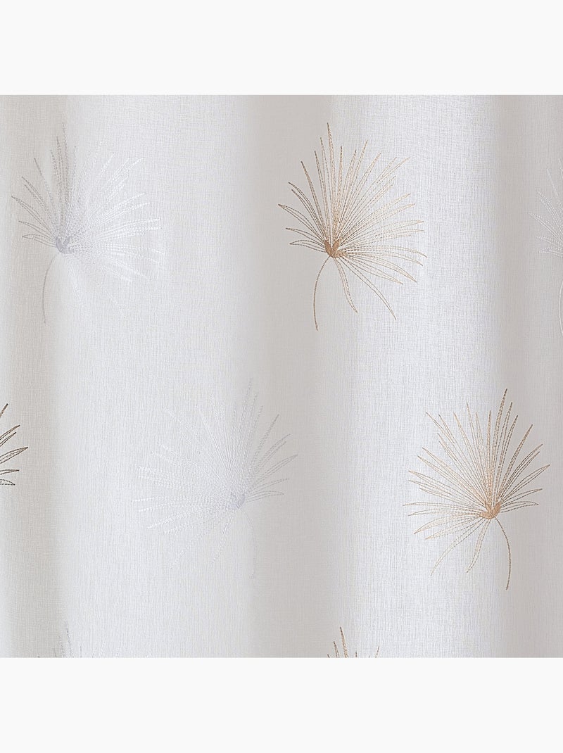 Voilage tamisant brodé à motif palme avec œillets Beige - Kiabi