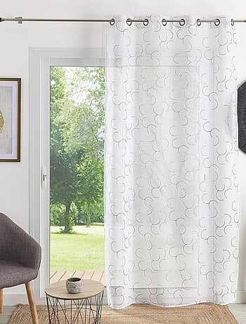 Voilage tamisant en étamine brodée