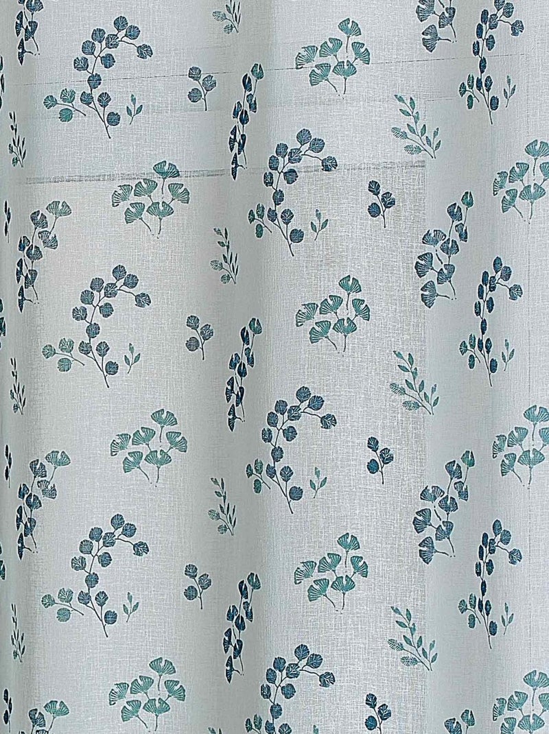 Voilage tamisant en étamine fleurie Bleu - Kiabi