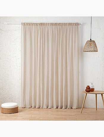 Voilage tamisant en gaze poly-lin à galon fronceur