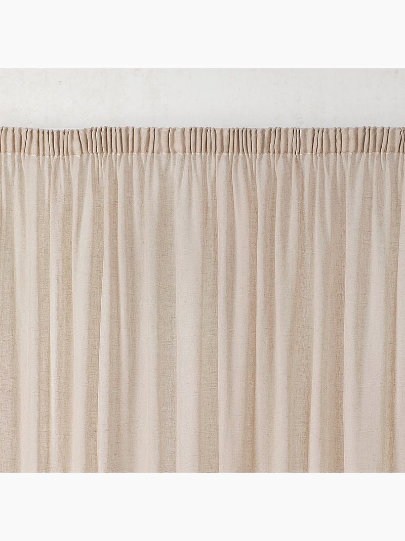 Voilage tamisant en gaze poly-lin à galon fronceur Beige clair - Kiabi