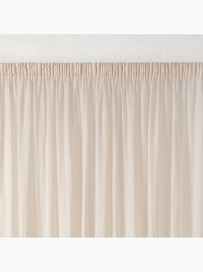 Voilage tamisant en gaze poly-lin à galon fronceur Beige - Kiabi