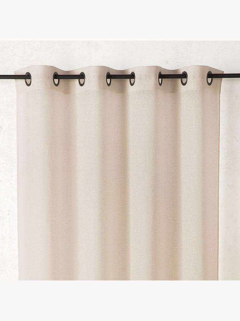 Voilage tamisant en gaze poly-lin à œillets Beige - Kiabi