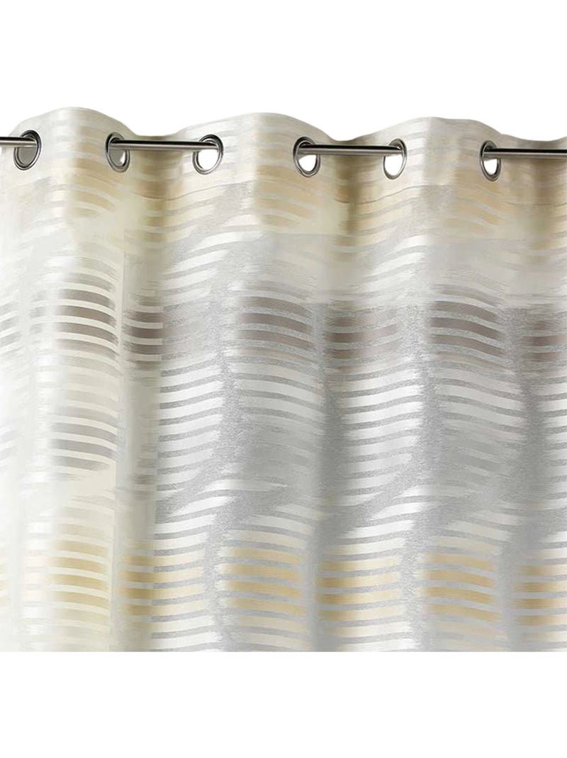 Voilage tamisant en jacquard à rayures verticales ondulées Gris clair - Kiabi