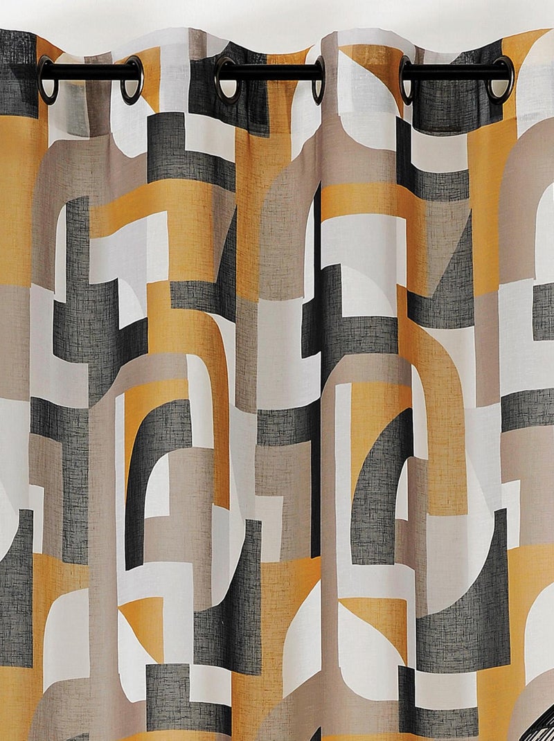 Voilage tamisant esprit seventies Jaune - Kiabi