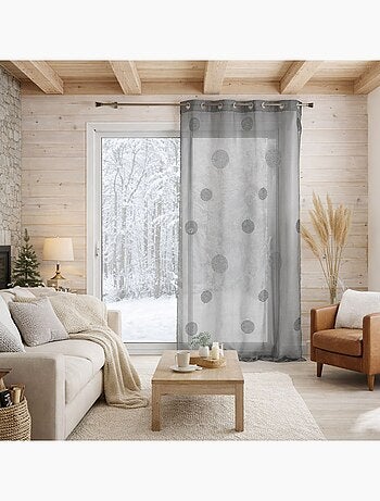 Voilage tamisant gros broderie pois