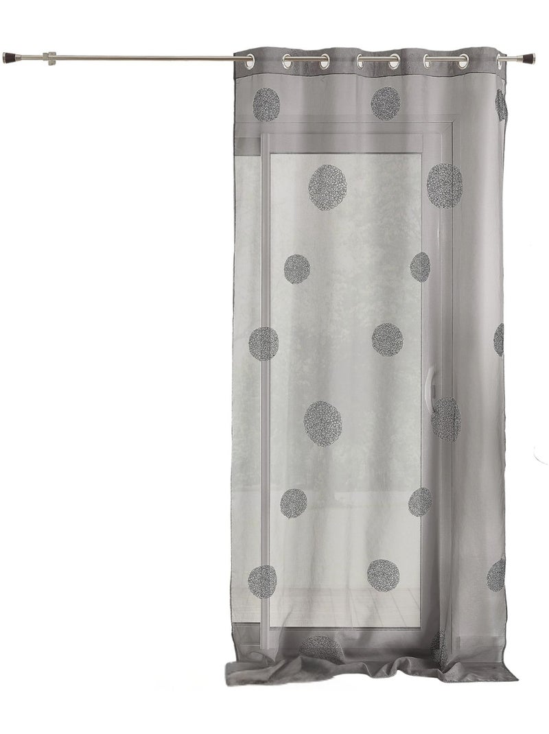 Voilage tamisant gros broderie pois Gris clair - Kiabi