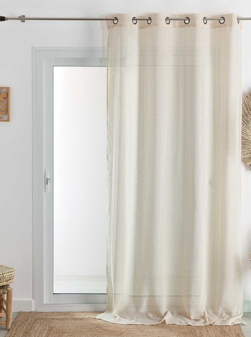 Voilage tamisant uni à fines rayures - Kiabi