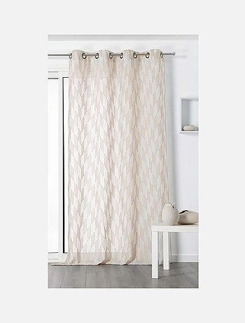 Voilage tendance motif chevrons rayés beige
