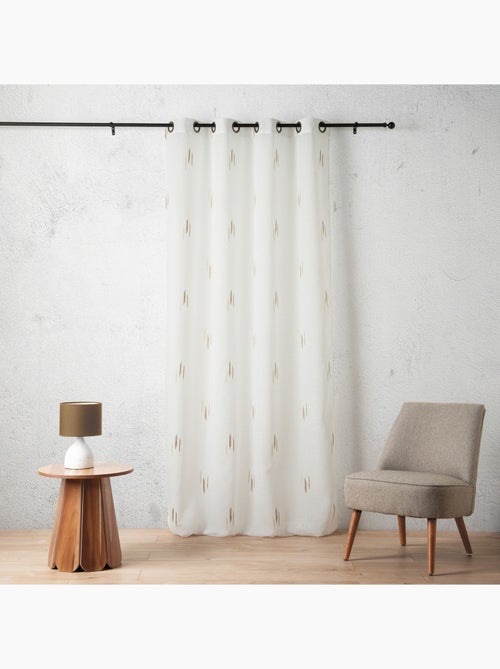 Voilage texturé motif fil coupé esprit ikat - Kiabi