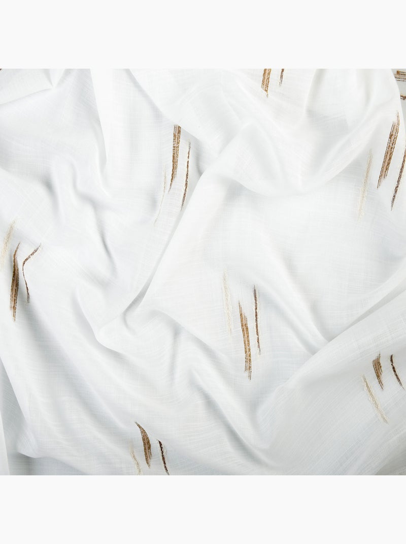 Voilage texturé motif fil coupé esprit ikat Beige - Kiabi