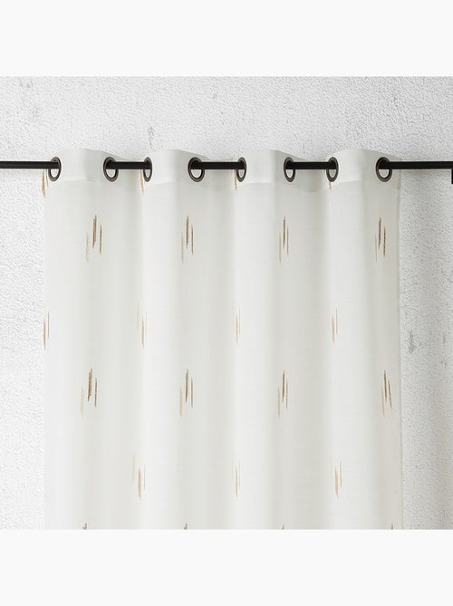 Voilage texturé motif fil coupé esprit ikat - Kiabi