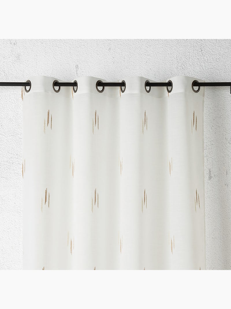 Voilage texturé motif fil coupé esprit ikat Beige - Kiabi