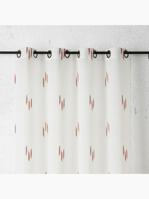 Voilage texturé motif fil coupé esprit ikat - Kiabi