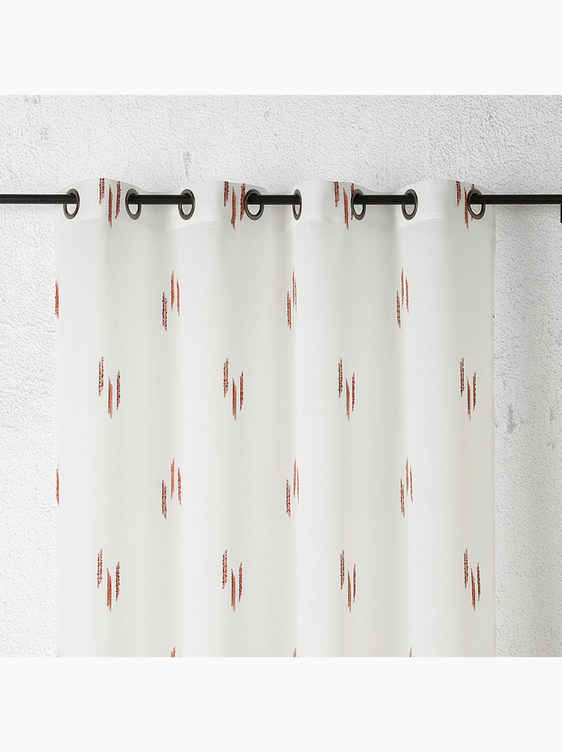 Voilage texturé motif fil coupé esprit ikat Terracotta - Kiabi
